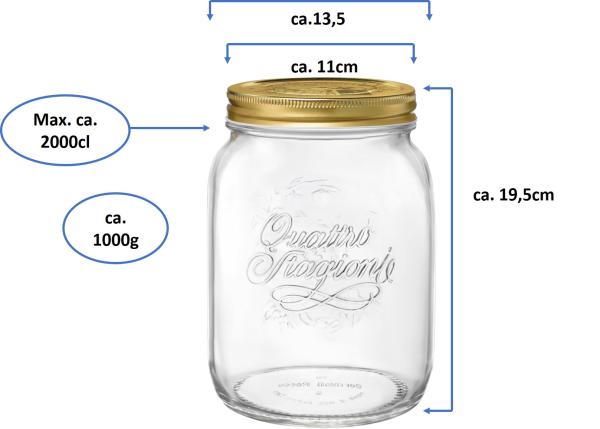 Quattro Stagioni Vorratsglas 2000ml - 3 Stück